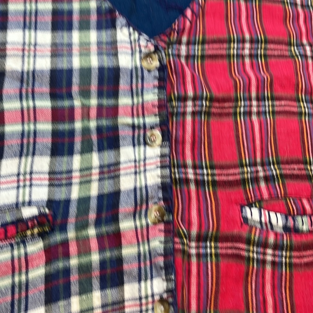 Patchwork Holiday Plaid Flannel Button Vest V Nec… - image 4